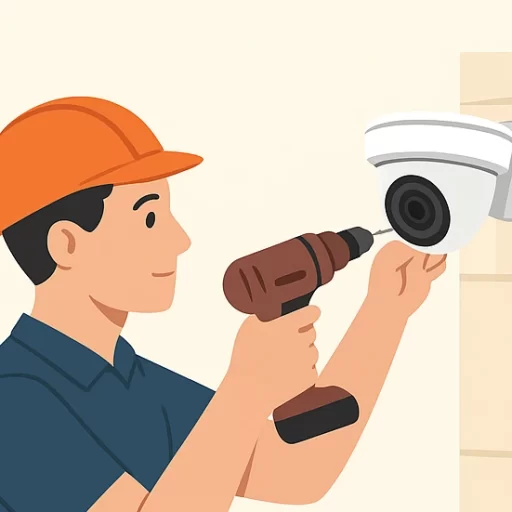 teknisi sedang bekerja - logo pasang cctv surabaya